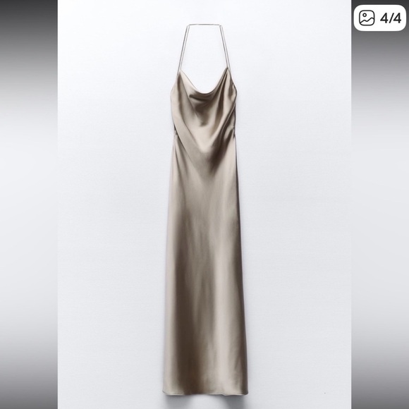Zara Dresses & Skirts - Zara Satin Slip Maxi Dress in Champagne
